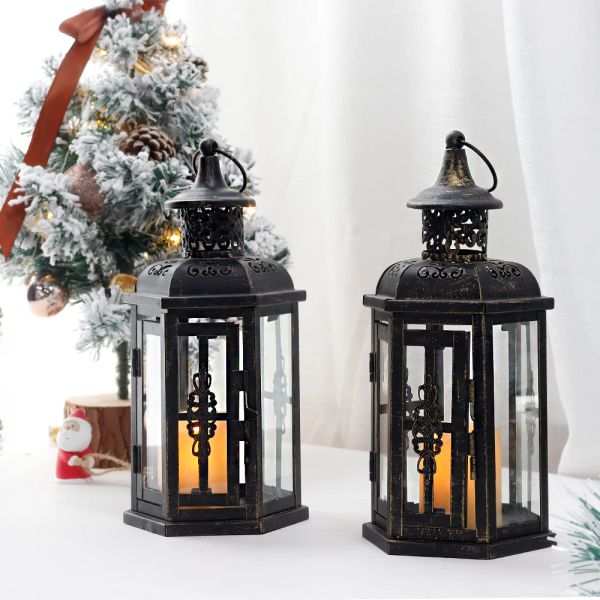 Supporti per candele vintage Lanterns da 10 pollici ad alta decorazione a sospensione a sospensione Cage Candele Metal Cancive Black Garden Home Decor