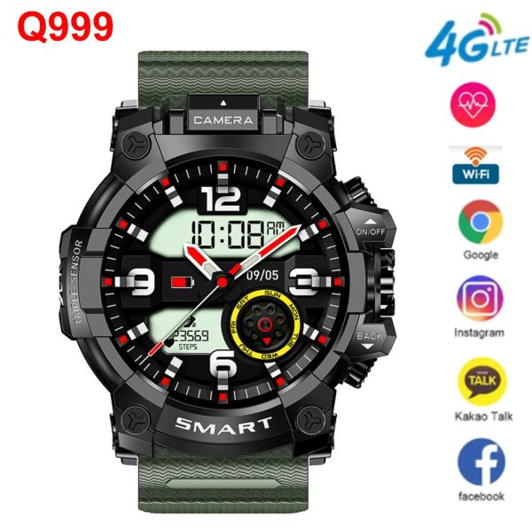 Смотрите Q999 Android Smart Watch 1,6 -дюймовый сенсорный экран Двойной камеру 4G+64G ROM 4CORE CPU Support 4G SIM -карта WiFi GPS Smart Wwatch PK DM30