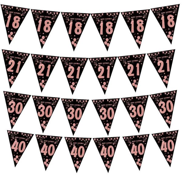 Bannerflaggen Rose Gold 18 30 40 50 Jahr 60 JAHR HAPPT BAUMERE Banner Streamer Party Hintergründe Dekoration Erwachsener Geburtstagsjubler 30. Flaggen Flaggen