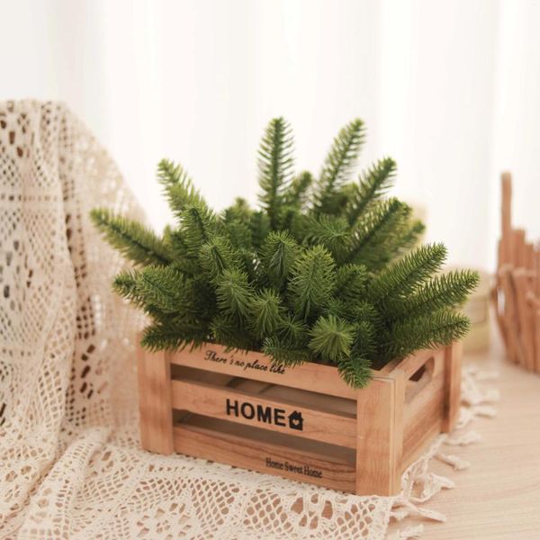 Flores decorativas 5/10pcs verde artificial 3 fábrica de garfo flocando suculento desktop desktop dia dos namorados decoração de casamento mini bonsai