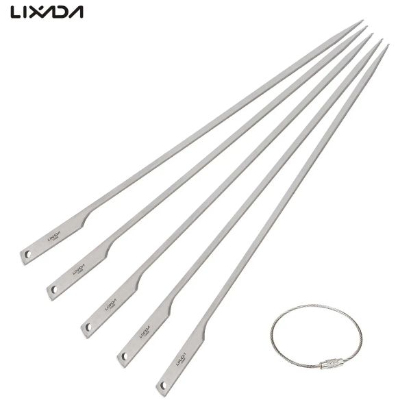 Грлины Lixada 5pcs 10 -дюймовый плоский титановый шашлык шашлыки на открытом воздухе для бирбек -бибек