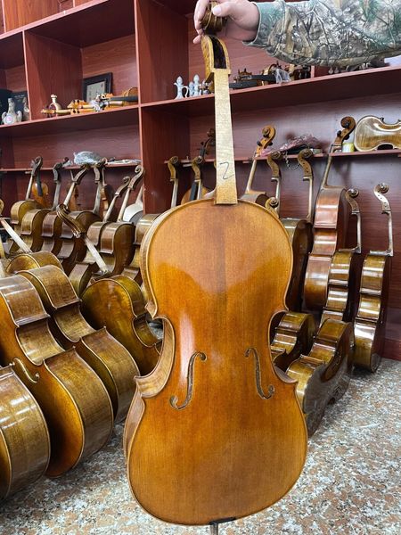 1/2 violoncello maestro reso ricco tono piacevole grano in fiamme mapero posteriore vernice spirituale