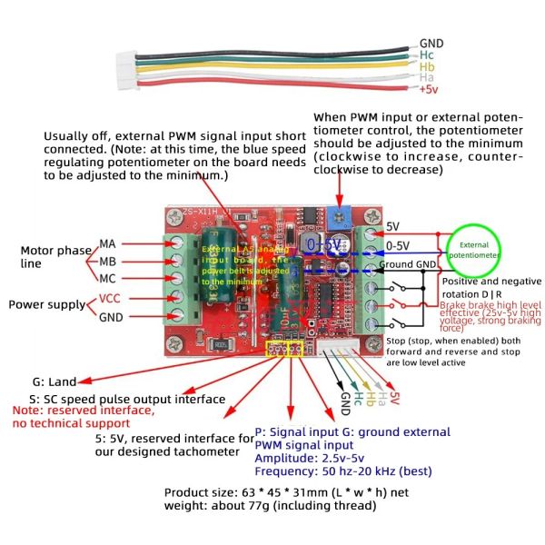 Zubehör DC 660V 400W BLDC Drei Phase DC BIRSLEIN MOTOR CONTROLER PWM Hall Motor Control Triver Board 12V 24 V 48 V