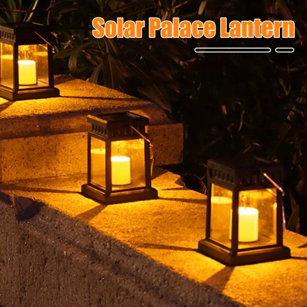 Decorazioni Solar Candle Lantern Auto Accensione/Off Waterproof Solar Light Light Lantern Lights for Garden Path Yard Walkway Decor