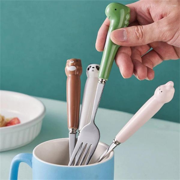 Forks a casa a mangiare cucchiaio in acciaio inossidabile torta cartone animato frutta speciale regalo per stoviglie posate snack dessert fork