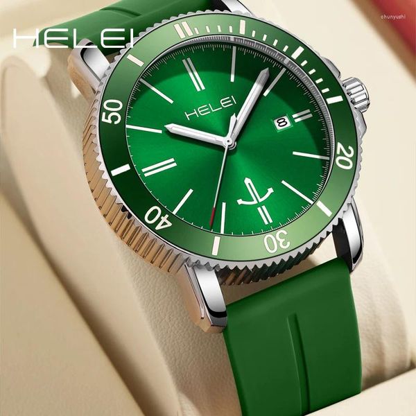 Нарученные часы Helei2024 модели модели модели модели Heart Multifund Quartz Men's Watch Водонепроницаемые наручные часы