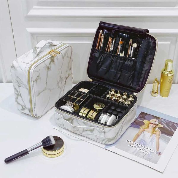 Organizador de cosméticos New Beauty Brush Makeup Bag Travel Women Cosmetic Capacity Capacidade Compêmea Caixa necessária Ferramentas de armazenamento Bag de cosmético à prova d'água Y240503