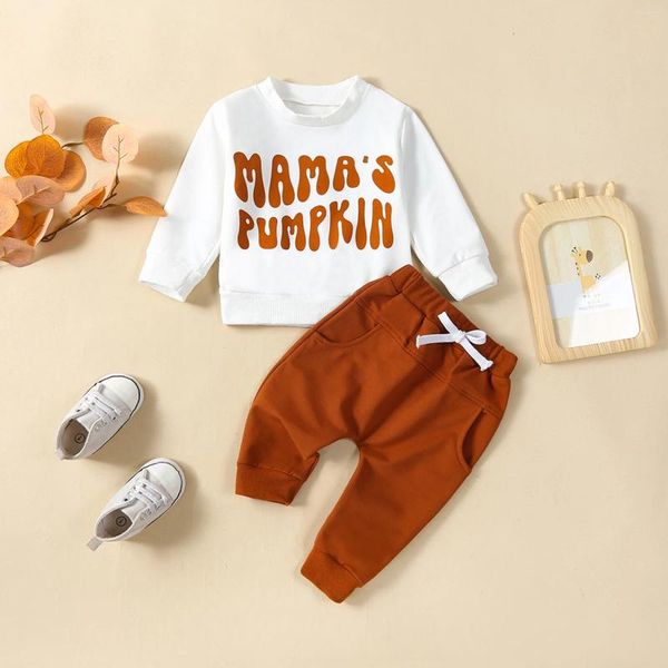 Kleidungssets Fokusnorm 0-3y Herbst Kleinkind Baby Boys Halloween Kleidung 2pcs Brief Druck Langarm Sweatshirt Tops Hosen