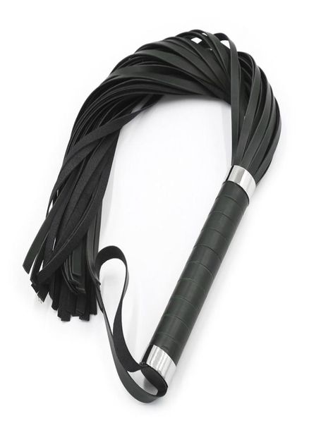 Hochwertige schwarze PU -Leder -Spanking -Paddel Lange Peitsche Flirt Slave BDSM Bondage Flogger für Frauen Erwachsene SM Games 2107228535392