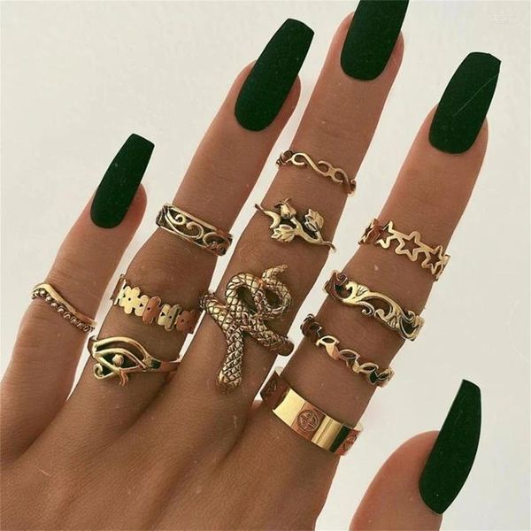 Anelli a grappolo Boemia 11 pezzi Set Women Jewelry for Holiday Gift 2024 Eye Snake Forma Trendy