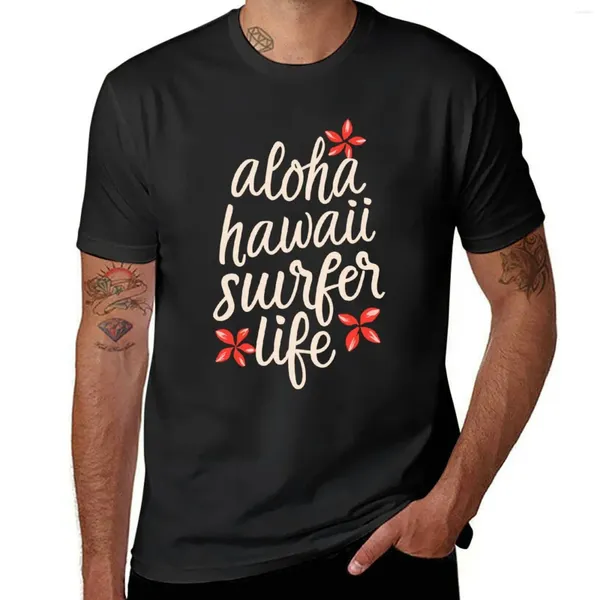 Polos maschile surfing surfista Aloha Hawaii dicendo T-shirt magliette per un ragazzo stampato per ragazzi con il peso pesante magliette uomini