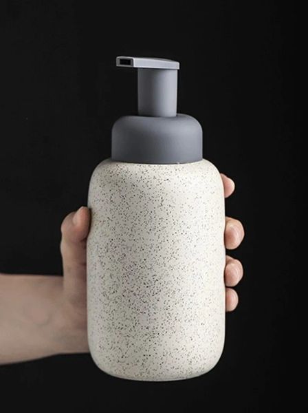 Distributori Disper al dispensatore di mousse in ceramica da bagno/bottiglia in schiuma pressatura/distributore di sapone a bolle/bottiglia gel doccia in porcellana in porcellana per cucina 360 ml