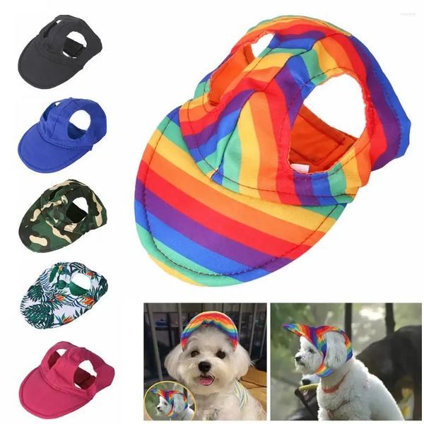 Hundekleidung 1pc Pet Baseball Hat Accessoires Beret Teddy Entenzunge für große mittelgroße Hunde Sommer -Multikolor -Kappe