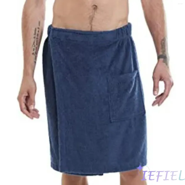 Herren Nachtwäsche Männer Unterwäsche Badehaus Dusche Sauna Zimmer Badetuch mit Pocket Beach Home Rock Koralle Fleece