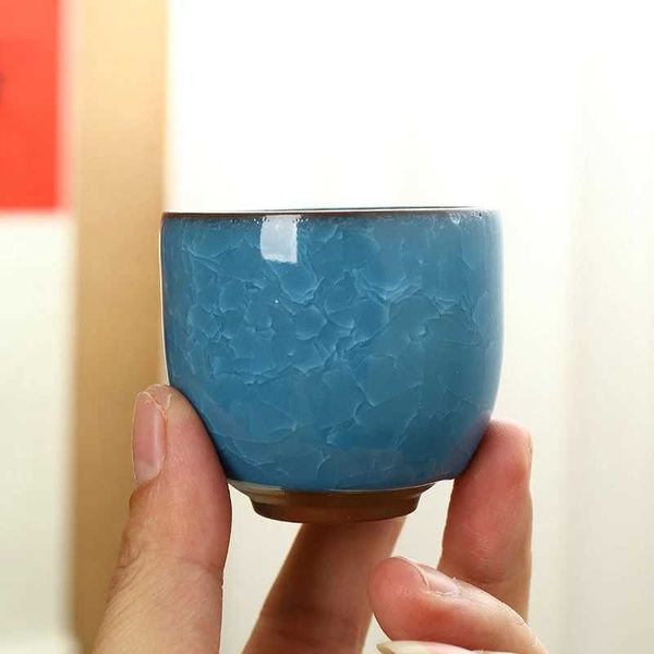 Tumblers Ice Cracked Ceramic Tea Cups Espresso кунг -фу миски Оптовые H240506