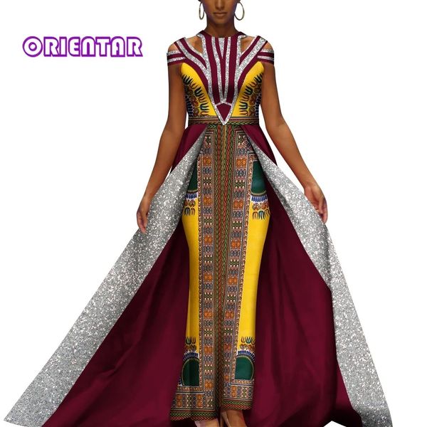 Robe Africaine Femme Afrika Elbiseleri Kadınlar için Ankara Baskı Maksi Uzun Elbise Geleneksel Dashiki Afrika Kıyafetleri Artı Beden WY9678