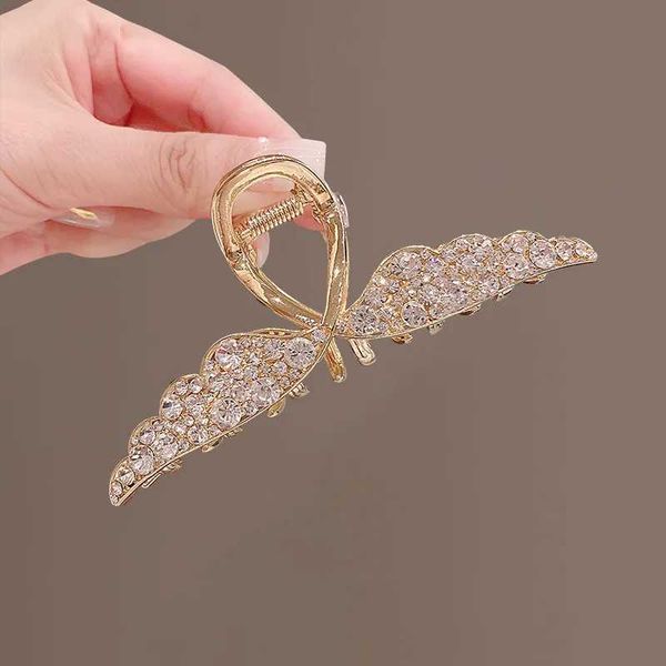 Outros Vanika Luxury Full Rhinestone Wing Hair Cl Elegant Metal Hairpins CLIP CL CL para mulheres Acessórias de cabelo Presentes