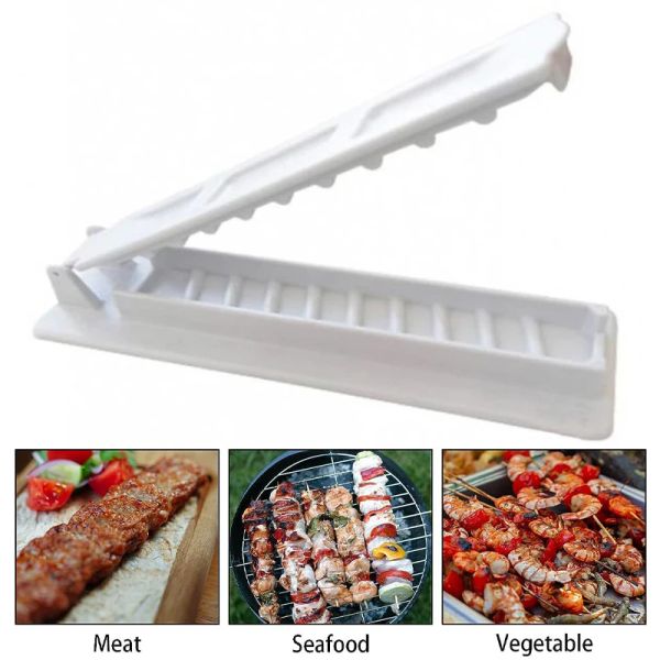 Acessórios Kebab Press Mold Mold Mold Single Row Kebab Maker BBQ Meat Skewer Machine PP BBQ Skewer Maker Maker Camping Barbecue Tool Tool