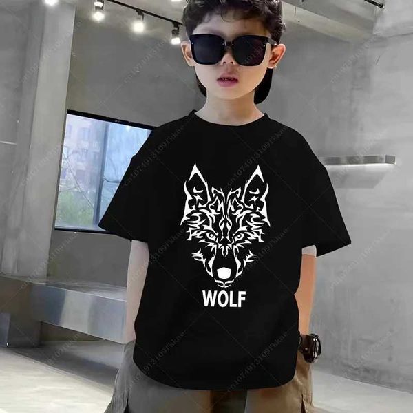 T-shirt per bambini camicia da lupo da ragazzo vestiti per bambini ragazzi tops tops bidone abiti a maniche corte t-shirt animale t-shirt adolescente in cotone camicia di cotone2405