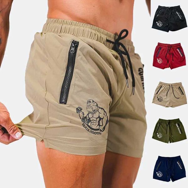 Shorts maschile Shorts stampato Summer Summer Silw Side Doppio tasche con cerniera Design Running Basketball Training Gym Shortsl2405