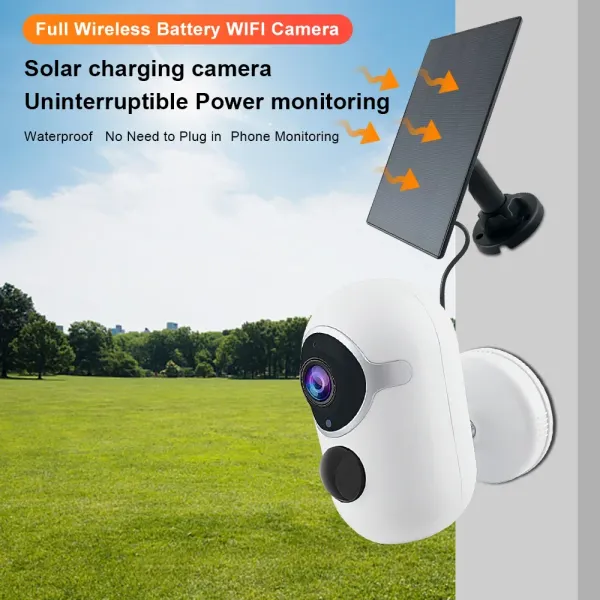 Câmera de câmeras Wi -Fi Bateria de 2MP Bateria solar externo CCTV Visão noturna Segurança de segurança