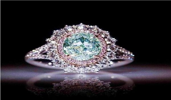 NEU Pink Crystal CZ Frauen Ringe hochwertige klassische Damen Engagement Eheringe Frauen Eingelegtes Green Topaz Ringe Ganzjude 6208662