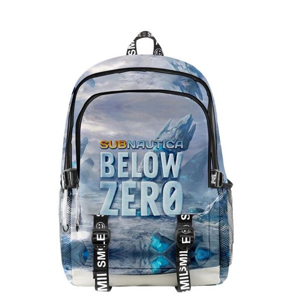 Backpack Subnautica abaixo de zero homens Os alunos do ensino médio primário do ensino médio Tabola Oxford Bag Teenager meninos garotos viajam 2987