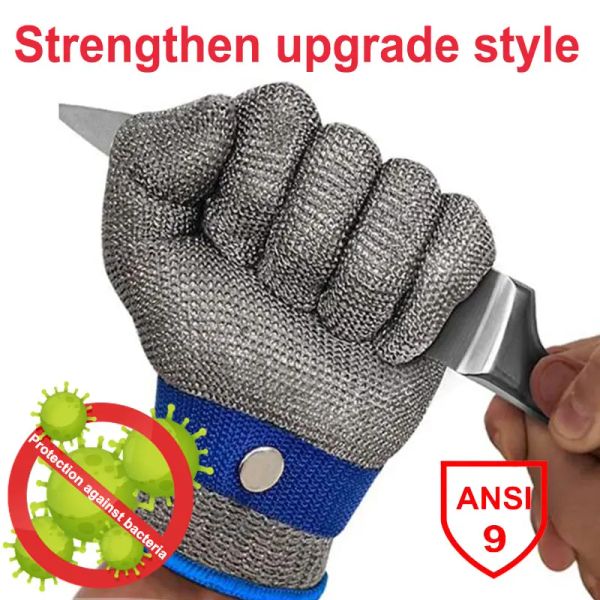 Handschuhe Nmsafety 100% Edelstahl Level 9 Mesh Metzger Handschuh mit Schutz vor Bakterien Hochwertige Sicherheitsarbeit Handschuhe