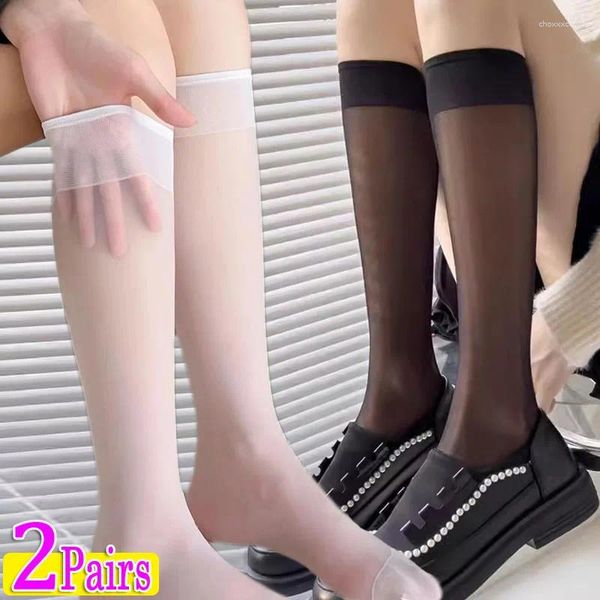 Donne calzini 1/2PAIRS Sexy Lolita Jk Girls Uniform Vedi fino a estate sottili calze in ginocchio in nylon lungo
