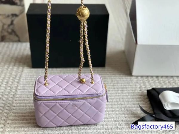 Chanei 7a Luxury Bag Design Design Bag Классическая золотая шар для макияжа кожа.