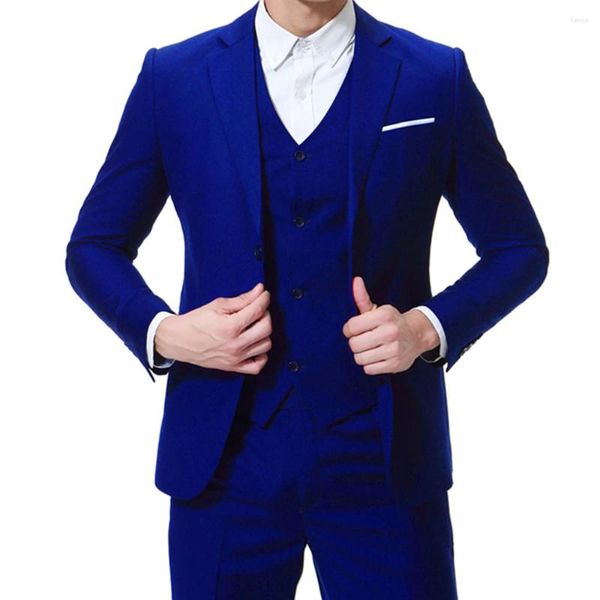 Ternos masculinos 2024 Business Casual 3 PCs Conjunto do Groom Man Wedding Blazers Jaqueta Pants Vesto Coreano Versão Slim Profissional Formal