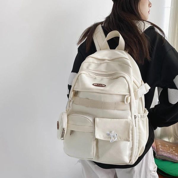 Sırt çantası moda öğrenci kitap çantası genç kızlar erkekler siyah shoolbag kadın tuval çanta kolej dizüstü bilgisayar seyahat mochila