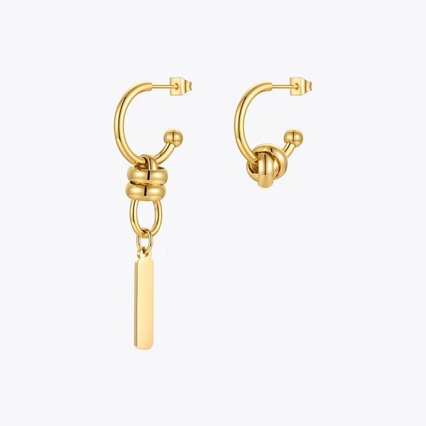 ENFASHAShip Tag Earcing Earring Orecchini in acciaio inossidabile in acciaio Orecchini in oro Color Fashion Drop Pendientes E211346 240430