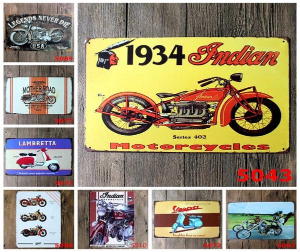Moto motocicletta segno di stagno artigianale vintage retro metallo dipinto di ferro antico bar segni da pub adesivo per arte murale5536208