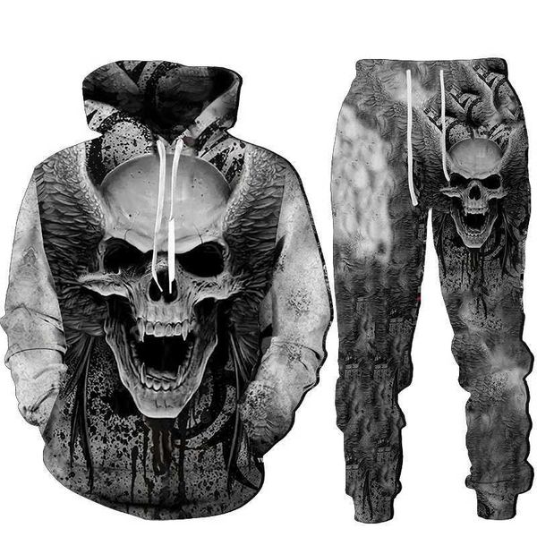 Herren Tracksuits Schädel 3D Printed Hoodies Hosen