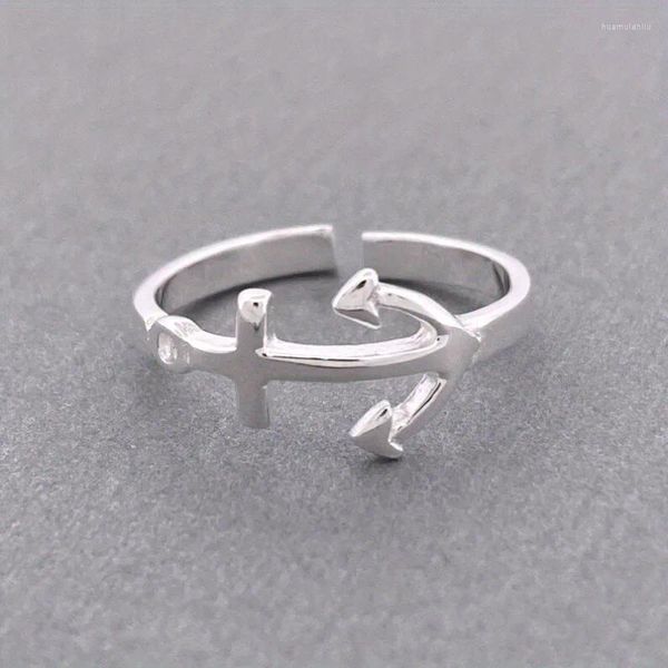 Clusterringe Mode minimalistische Bootsanker Logo Single Finger Ring Joint Tail Classic Women's Holiday Party Accessoire Geschenk