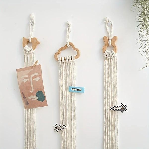 Figurine decorative da 1 pezzi Accessori per capelli animali in legno Accessori per capelli Cinghia fatti a mano decorazioni per la parete boho