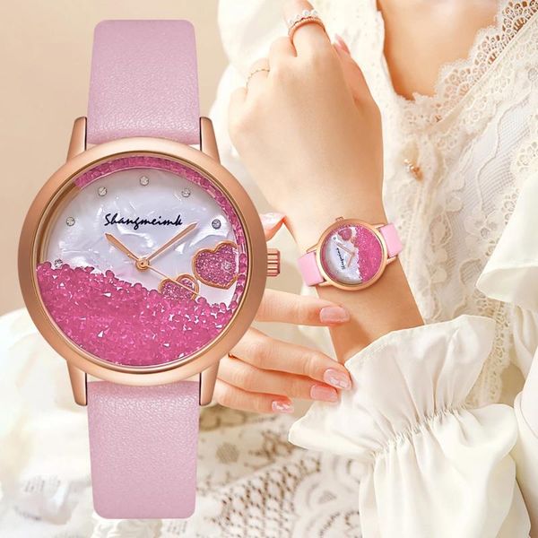 Relógios de pulso relógio feminino Pu Leather Strap Wristwatch Quartz observa Women Relógio Ponteiro Presente Montre Femme