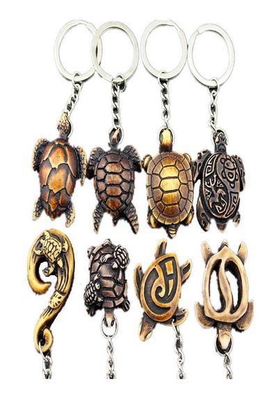 4 pezzi Cool Hawaiian Surf Sea Turtles Keyrings Imition Yak Bone Cine Trocorre Torto -porta Auto Rings for Men Women039s Gifts K6430026