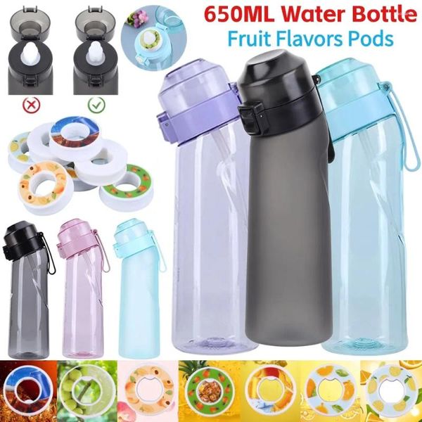 Wasserflaschen 650 ml Luft Obst -Duftflasche mit Strohsportkessel Outdoor Fitness Sport Pods Cup