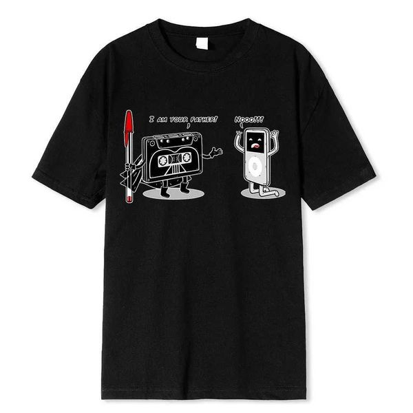 T-shirt maschile T-shirt stampato vintage divertente per uomini Donne I Am Tuo padre in cotone maglietta anni '80 Tape magnetica degli anni '90 Mp3 Abbigliamento tshirt tshirt t240505