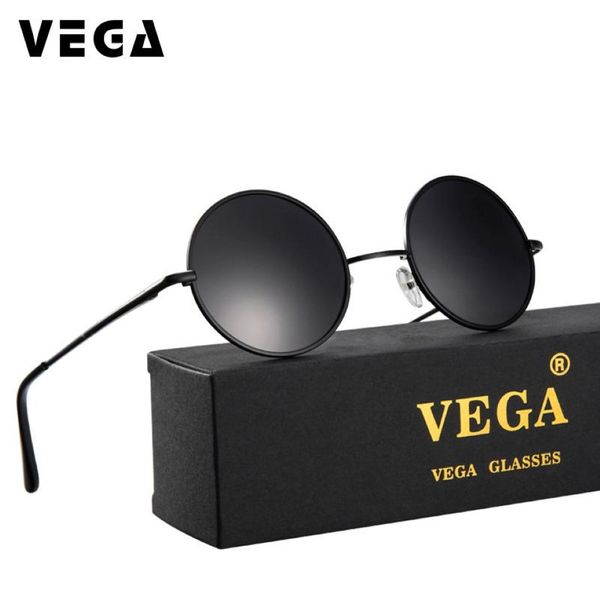 Sonnenbrille Vega Polarisierte 80er 90er Retro Runde Brille Männer Frauen Metall Vintage kleine Hippie -Kreislinsen 8024 274p