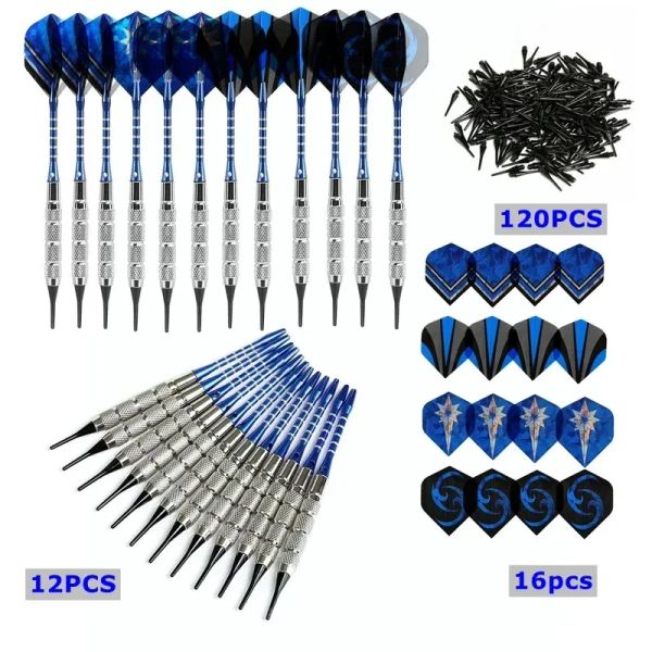 DARTS 18G Professional DART устанавливает несколько стилей 4color 12pcs Soft Tip Darts+16 рейсов+120 точек пластикового наконечника для электронного дротика