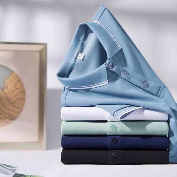 Herren Polos Sommer Polo Shirt Revers kurzes halbes Ärmel T-Shirt Cooles Gefühl Eisseide Business Trend