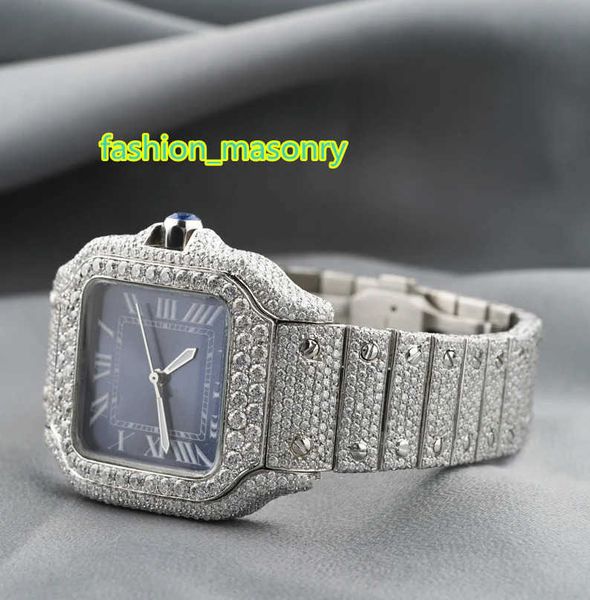 Passa Diamond Tester Bling personalizzato Bling Full Diamond Orologio VVS Moissanite Hip Hop a ghiaccio Orologio meccanico in acciaio inossidabile