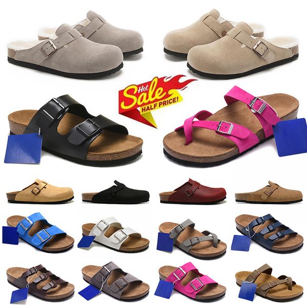 2024 chinelos para homens slides sliders sandálias de grife preto e cinza marrom camurça camurça de couro de couro sandália masculino slide slip chinelos sapatos