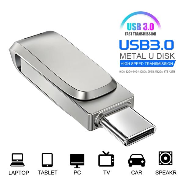 Unidades Xiaomi 2TB DIVERSidades flash USB 1TB 512 GB USB 3.1 OTG Highpeed Pendrive Metal Metal Impermeável Memória USB portátil para computador