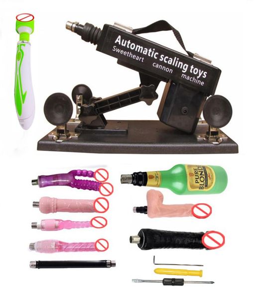 Hochwertige Luxus -Männer und Frauen Erwachsene Spiel Love Automatic Sex Machine Gun Set mit männlichem Masturbation Cup Big Dildo Toys3915847