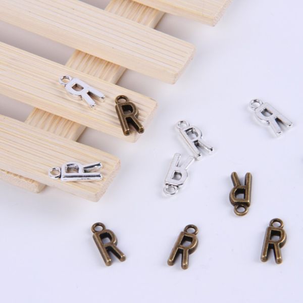 2015New Moda Antique Silver Copper Patilated Metal Alloy Hot Selling A-Z Alphabet Letter R Charms Flutuating 1000pcs lote #018x 294G