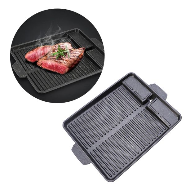 Griglie senza fumo per barbecue piatto da cucina utensile da cucina portatile viaggio esterno da campeggio barbecue bbq grill padella non cottura a bastone